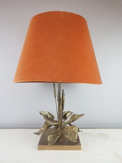 1970s Bronze Lamp With Reed Decor In The Style Of Maison Charles 