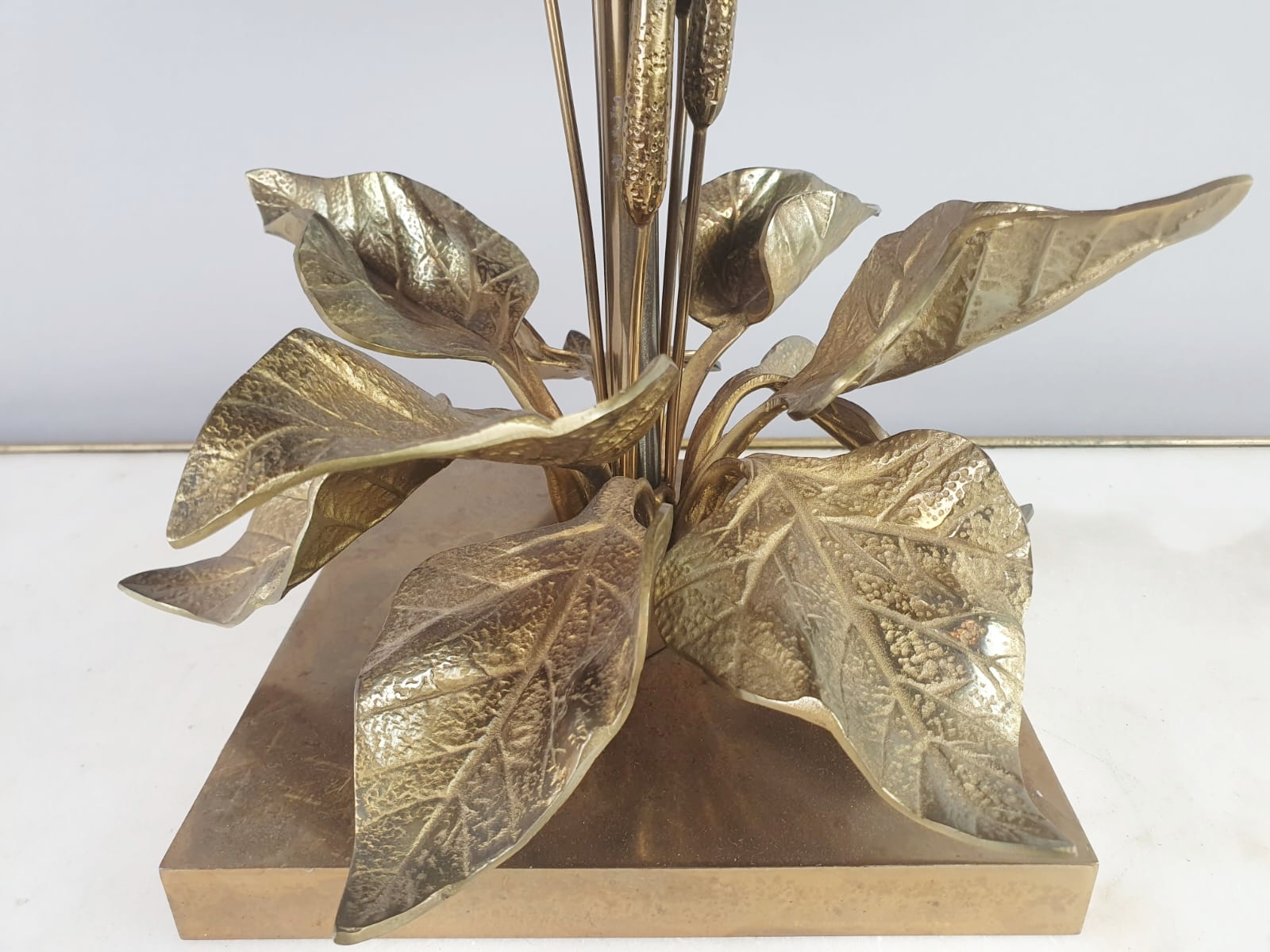 1970s Bronze Lamp With Reed Decor In The Style Of Maison Charles 