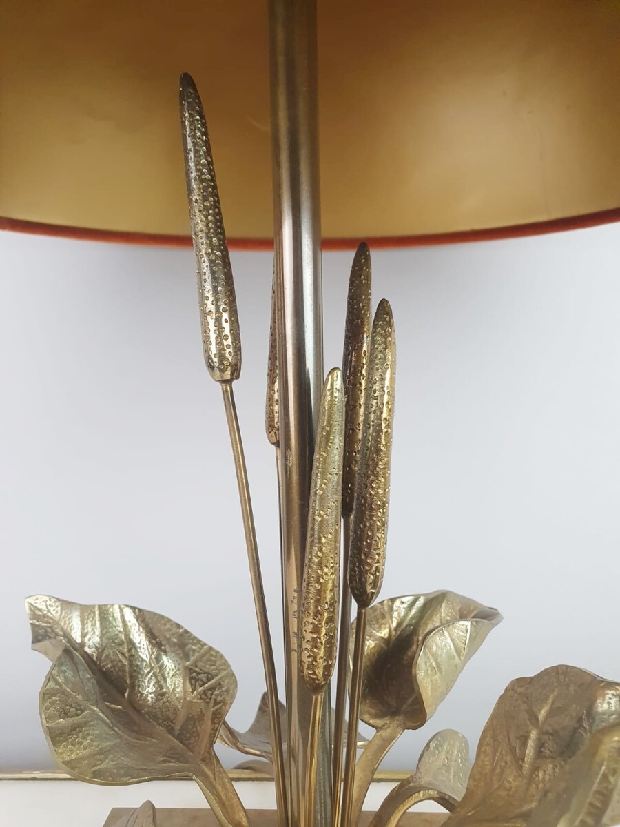 1970s Bronze Lamp With Reed Decor In The Style Of Maison Charles 