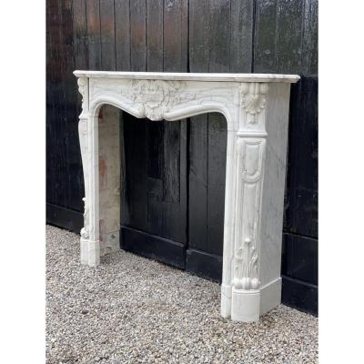 19th C. Louis XV style carrara marble fireplace