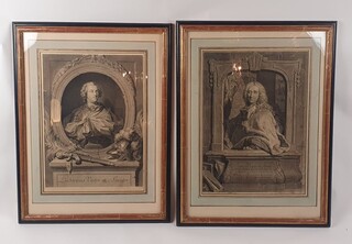 2 18th portrait engravings of Louis XV and Sylva his consulting doctor