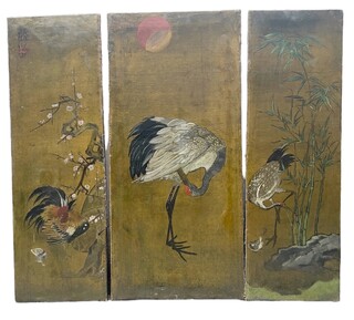 3 Chinese panels, 19th