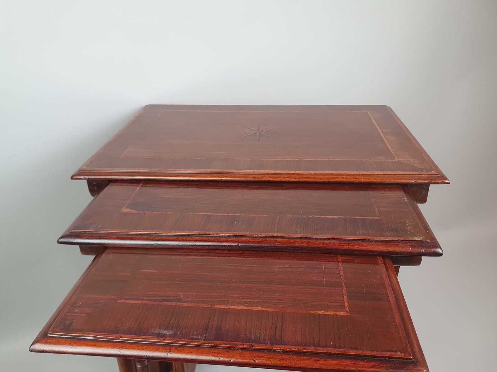 3 fruitwood nesting tables