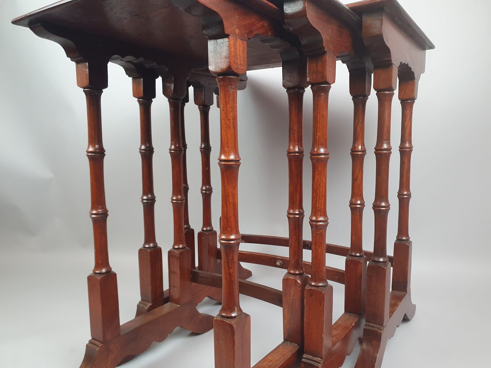 3 fruitwood nesting tables