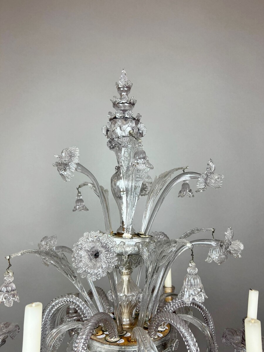 6-arm candelabra in Murano glass, 19th century