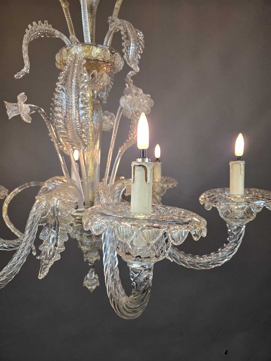 6-light Murano glass chandelier