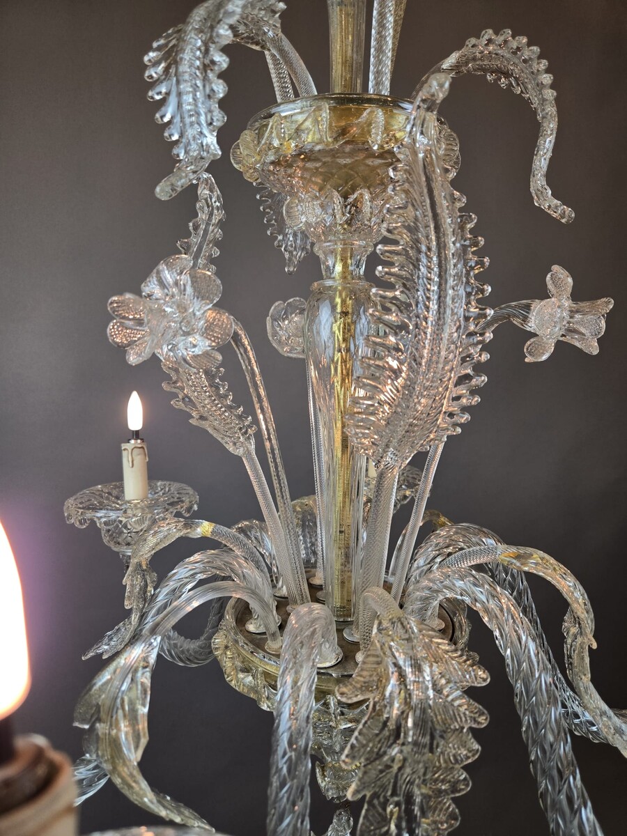 6-light Murano glass chandelier