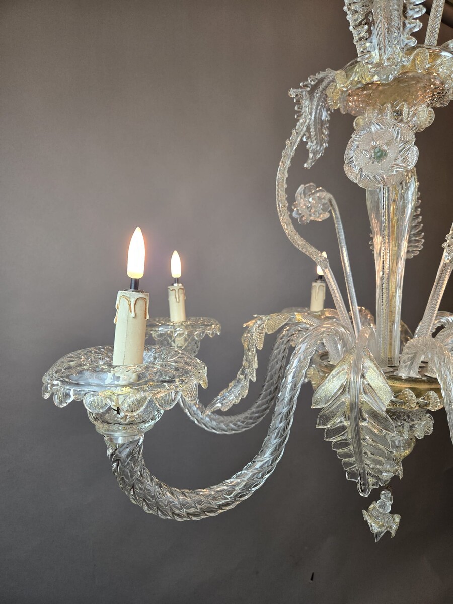 6-light Murano glass chandelier