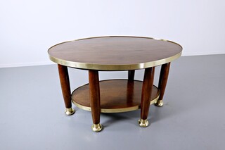 Adolf Loos, in the style of, Mahogany and gilded bronze pedestal table