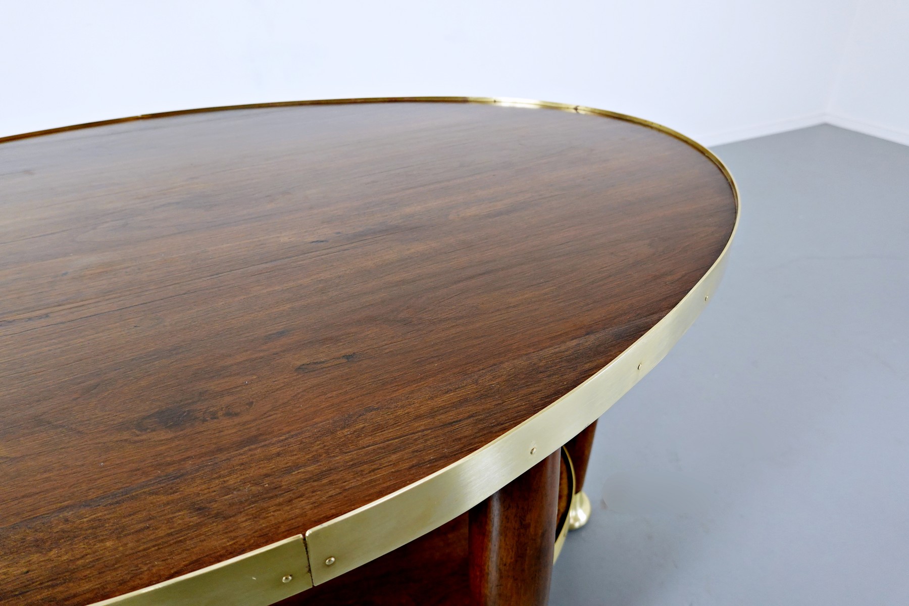 Adolf Loos, in the style of, Mahogany and gilded bronze pedestal table