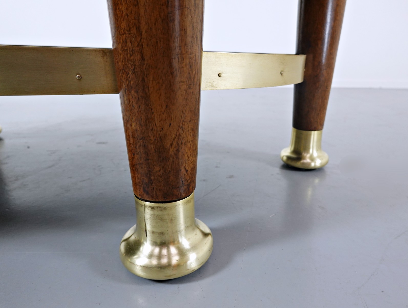 Adolf Loos, in the style of, Mahogany and gilded bronze pedestal table