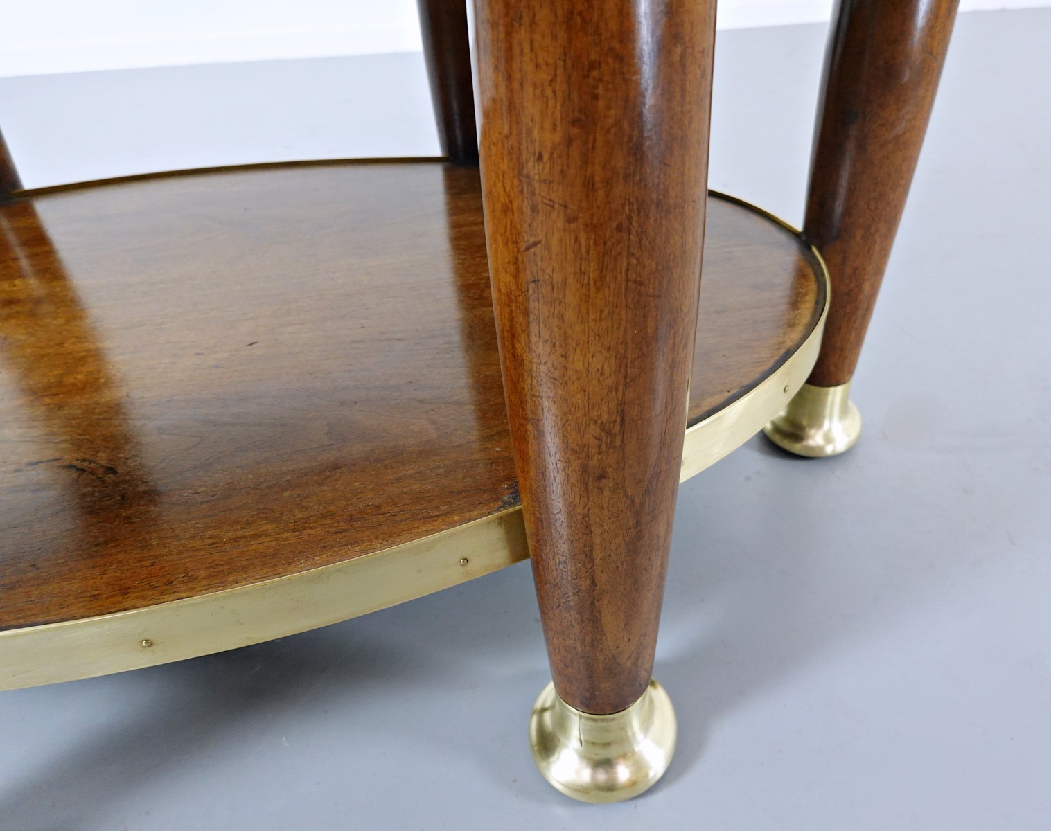 Adolf Loos, in the style of, Mahogany and gilded bronze pedestal table