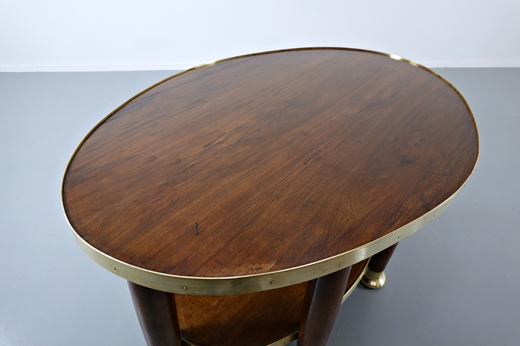 Adolf Loos, in the style of, Mahogany and gilded bronze pedestal table