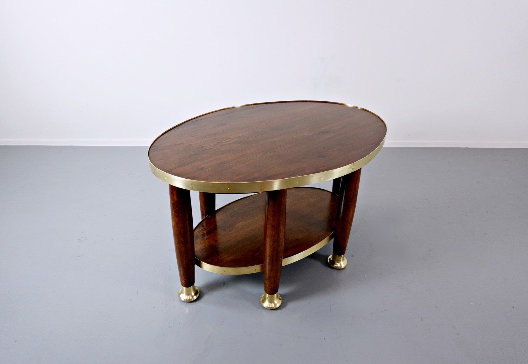 Adolf Loos, in the style of, Mahogany and gilded bronze pedestal table