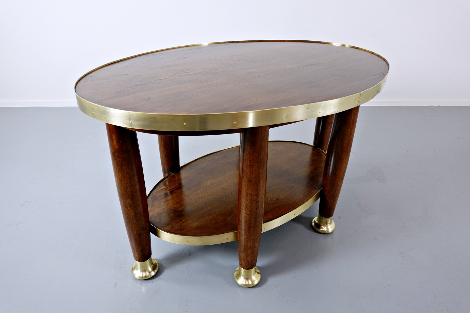Adolf Loos, in the style of, Mahogany and gilded bronze pedestal table