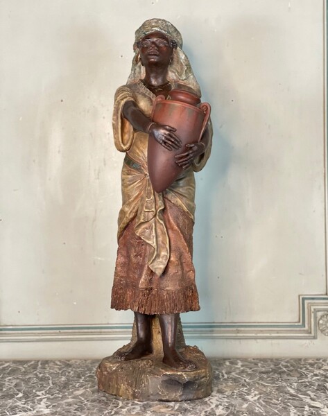 African Water Carrier, Terracotta, Late 19th Century Austria