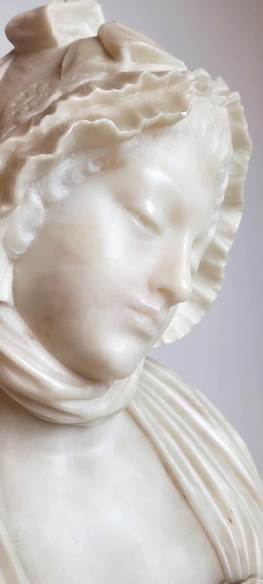 Alabaster bust signed J Greuze