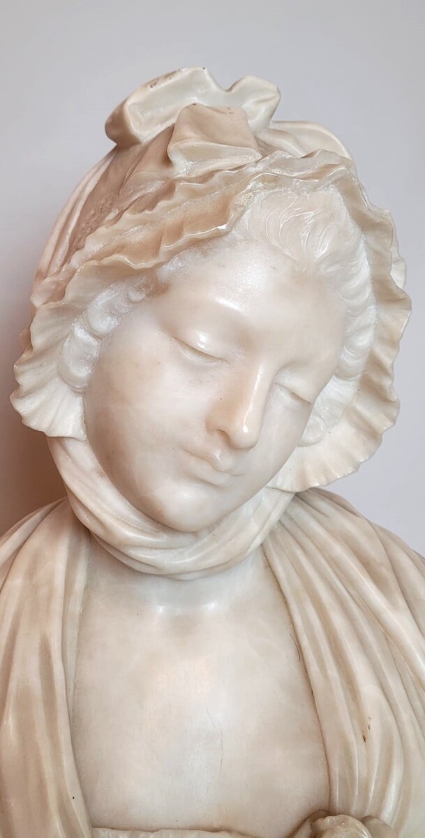 Alabaster bust signed J Greuze