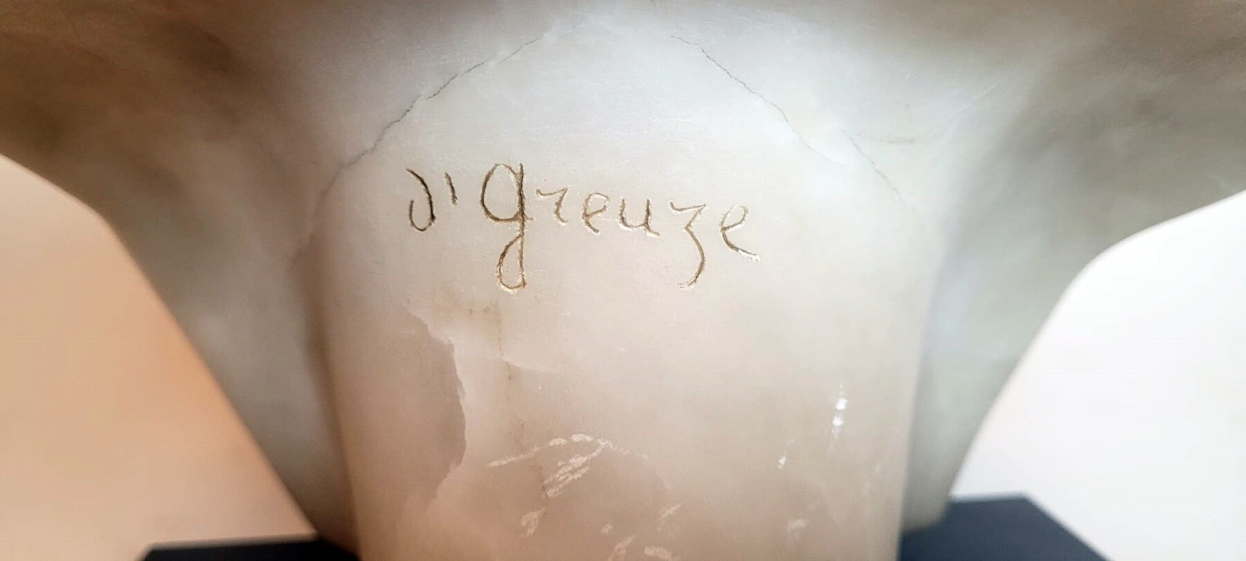 Alabaster bust signed J Greuze
