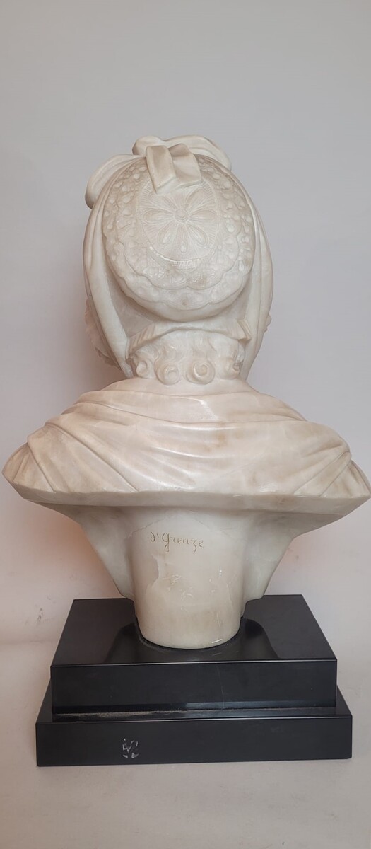 Alabaster bust signed J Greuze