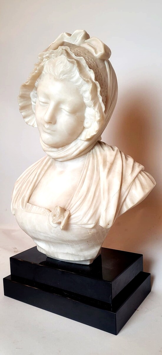 Alabaster bust signed J Greuze