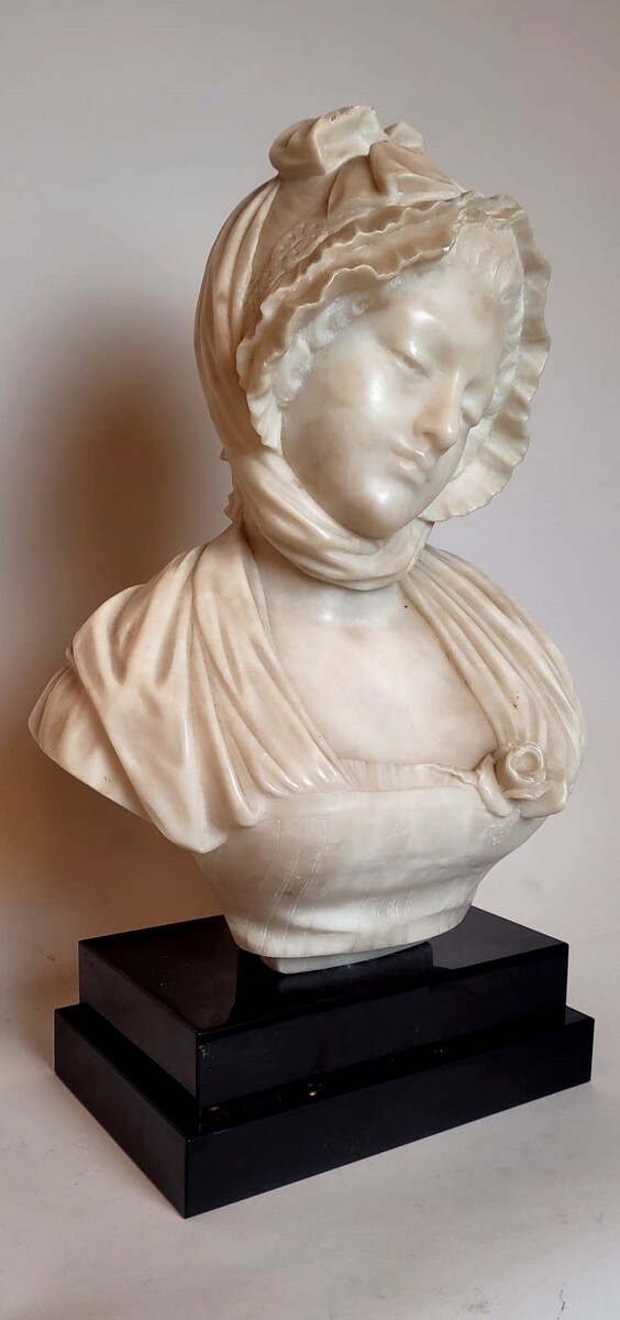 Alabaster bust signed J Greuze