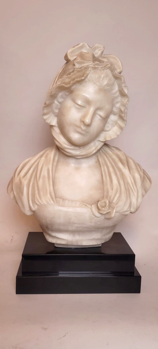 Alabaster bust signed J Greuze