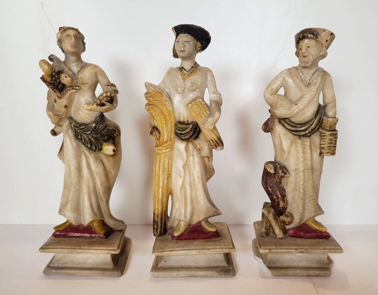Alabaster sculpture representing 3 of the 4 seasons - Italy - late 16th century