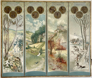 Anto Carte (1886-1954), The Four Seasons, Quadriptych, Hst, Signed, 1906, 199x166 Cm