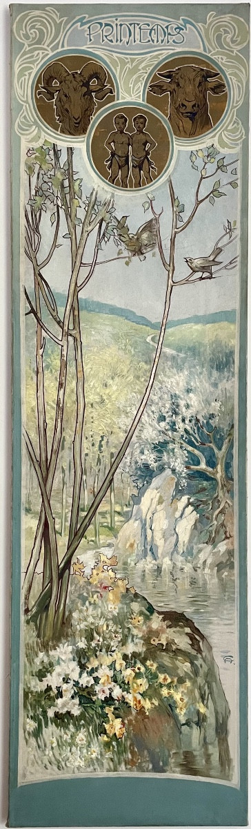 Anto Carte (1886-1954), The Four Seasons, Quadriptych, Hst, Signed, 1906, 199x166 Cm