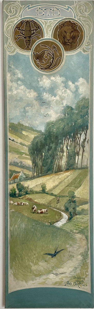 Anto Carte (1886-1954), The Four Seasons, Quadriptych, Hst, Signed, 1906, 199x166 Cm