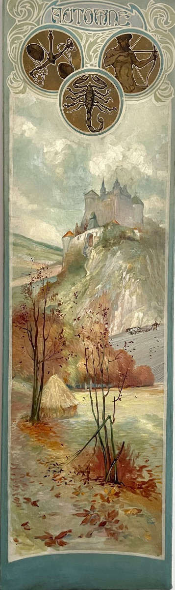 Anto Carte (1886-1954), The Four Seasons, Quadriptych, Hst, Signed, 1906, 199x166 Cm