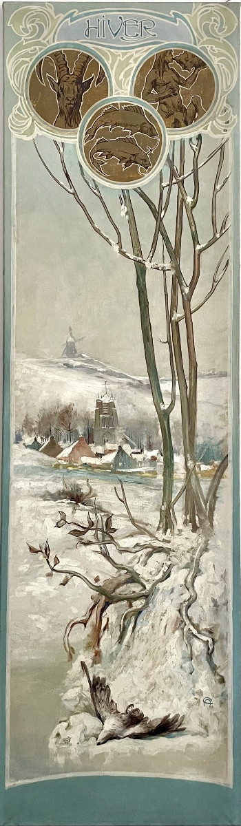 Anto Carte (1886-1954), The Four Seasons, Quadriptych, Hst, Signed, 1906, 199x166 Cm