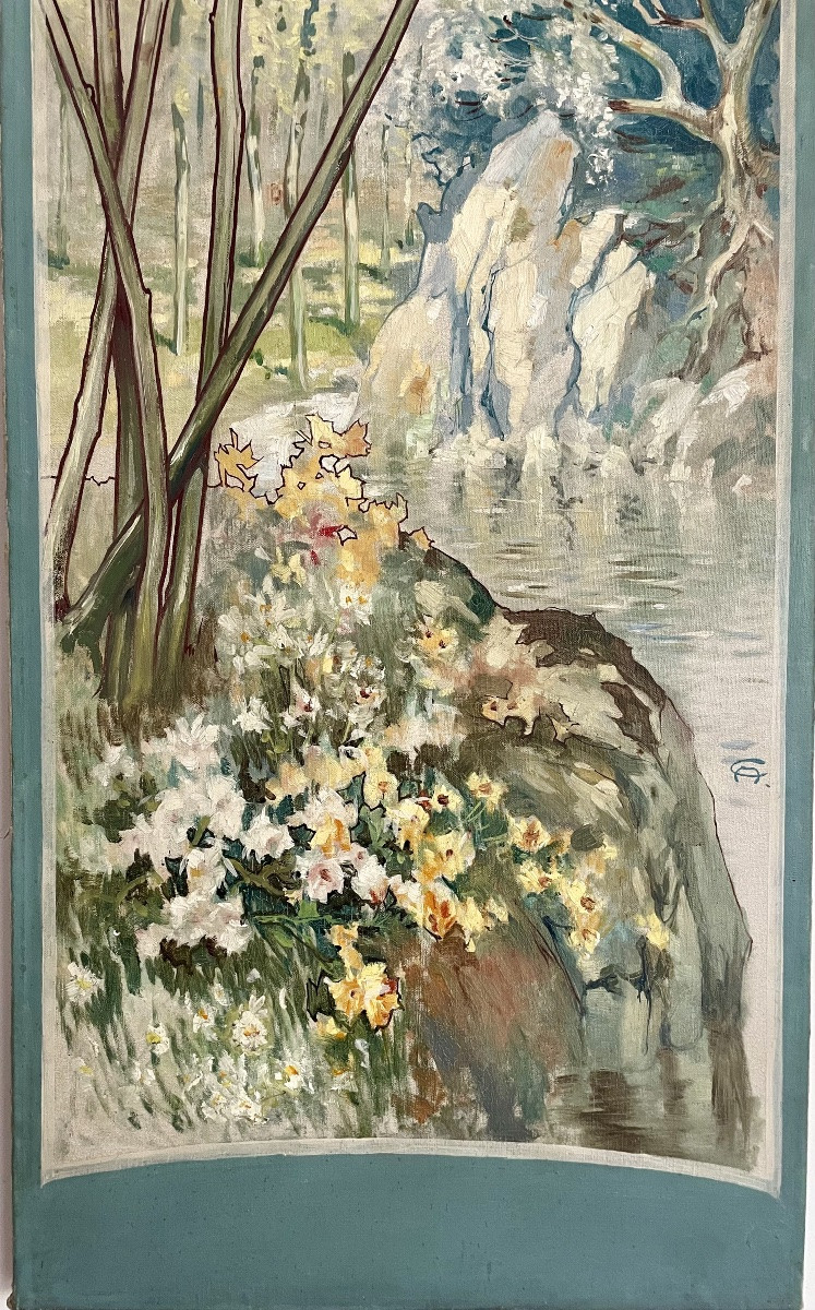 Anto Carte (1886-1954), The Four Seasons, Quadriptych, Hst, Signed, 1906, 199x166 Cm