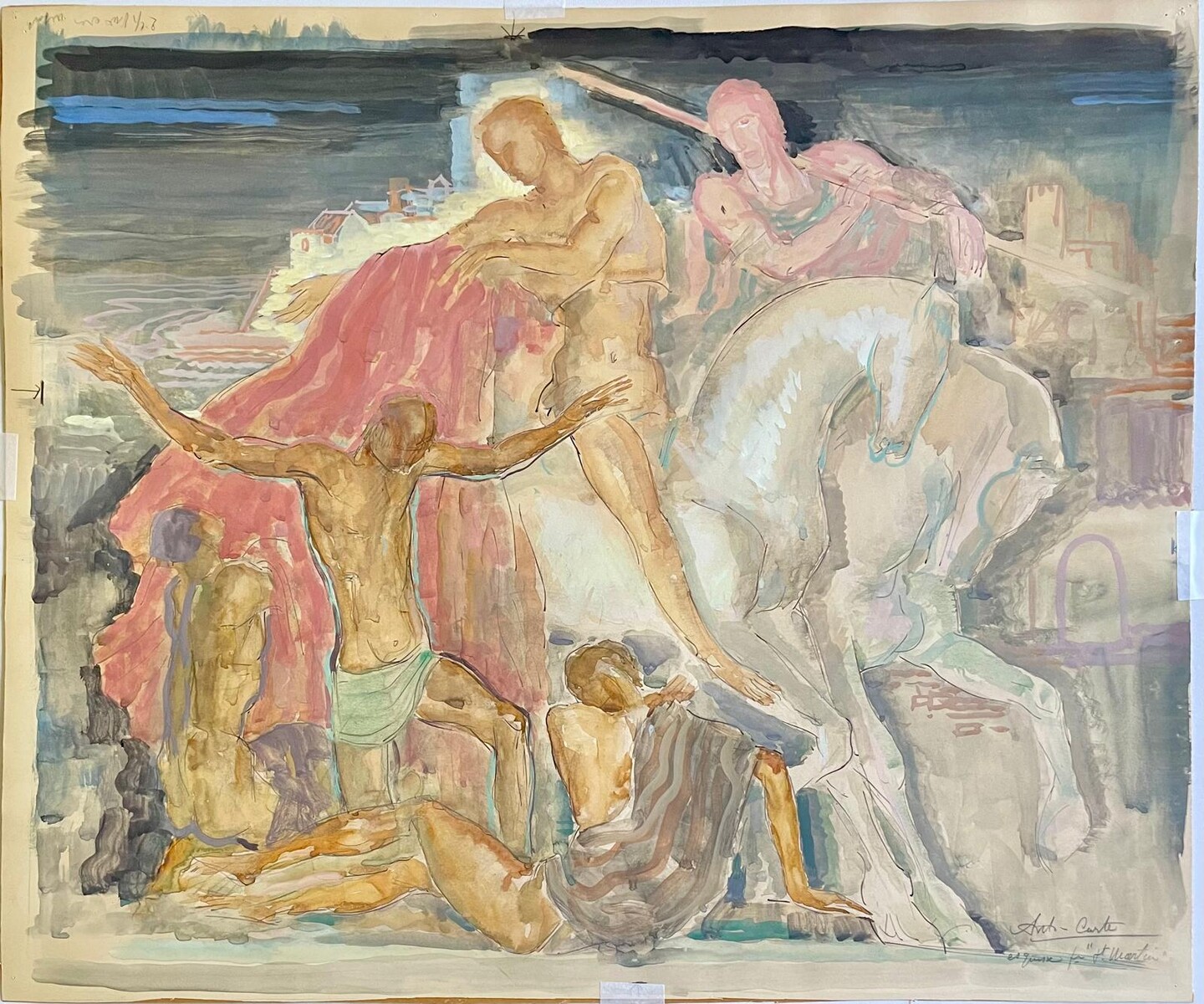 Anto Carte (1886–1954), watercolor on paper, signed, Saint-Martin, ca. 1915, 45x54 cm (60x70 cm).