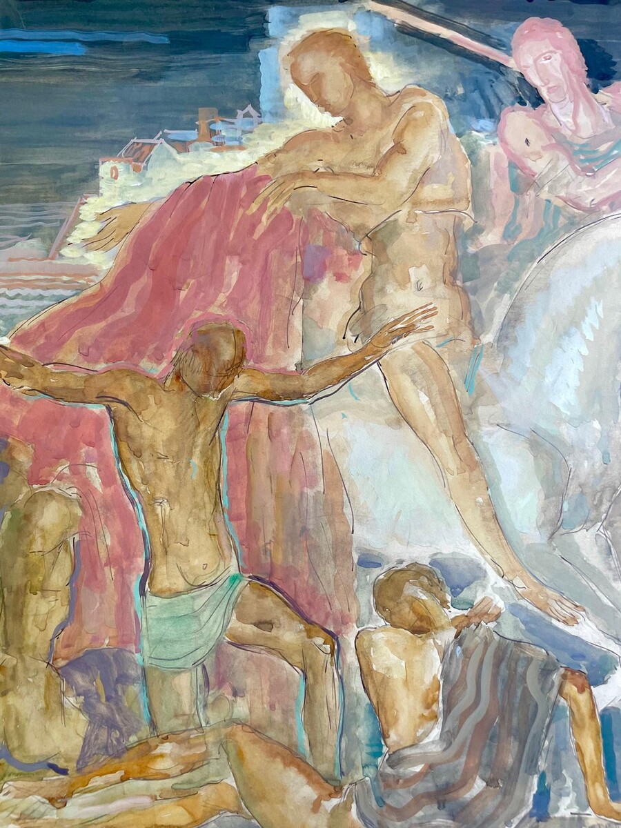 Anto Carte (1886–1954), watercolor on paper, signed, Saint-Martin, ca. 1915, 45x54 cm (60x70 cm).