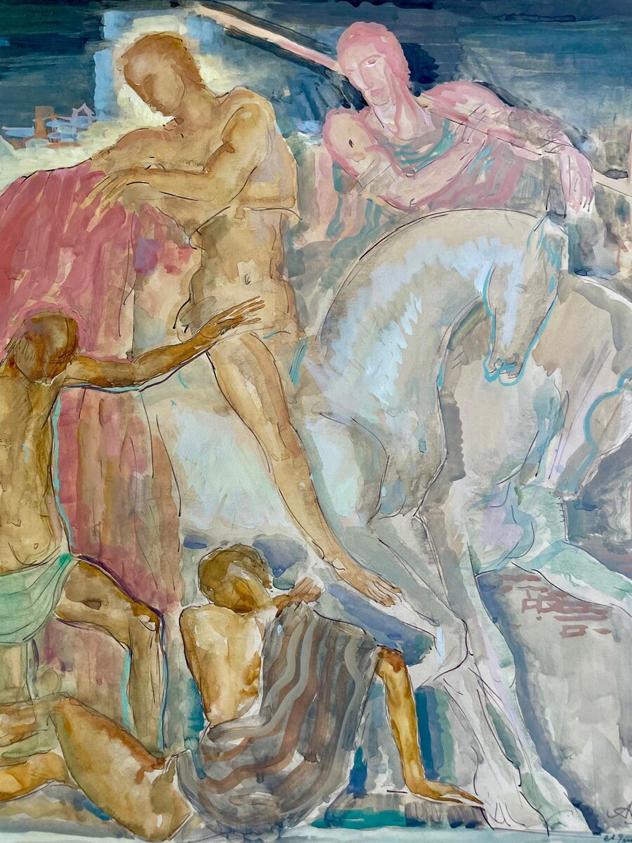 Anto Carte (1886–1954), watercolor on paper, signed, Saint-Martin, ca. 1915, 45x54 cm (60x70 cm).