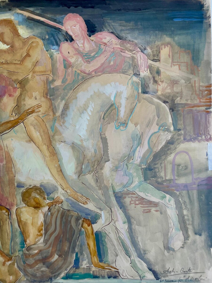 Anto Carte (1886–1954), watercolor on paper, signed, Saint-Martin, ca. 1915, 45x54 cm (60x70 cm).