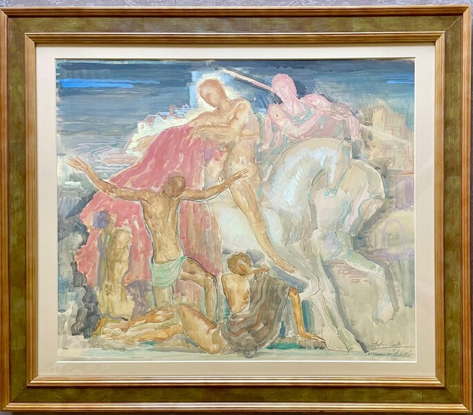 Anto Carte (1886–1954), watercolor on paper, signed, Saint-Martin, ca. 1915, 45x54 cm (60x70 cm).