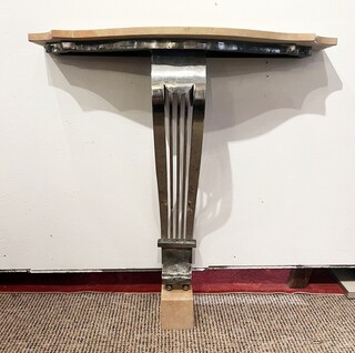 Art Deco console in wrought iron and marble