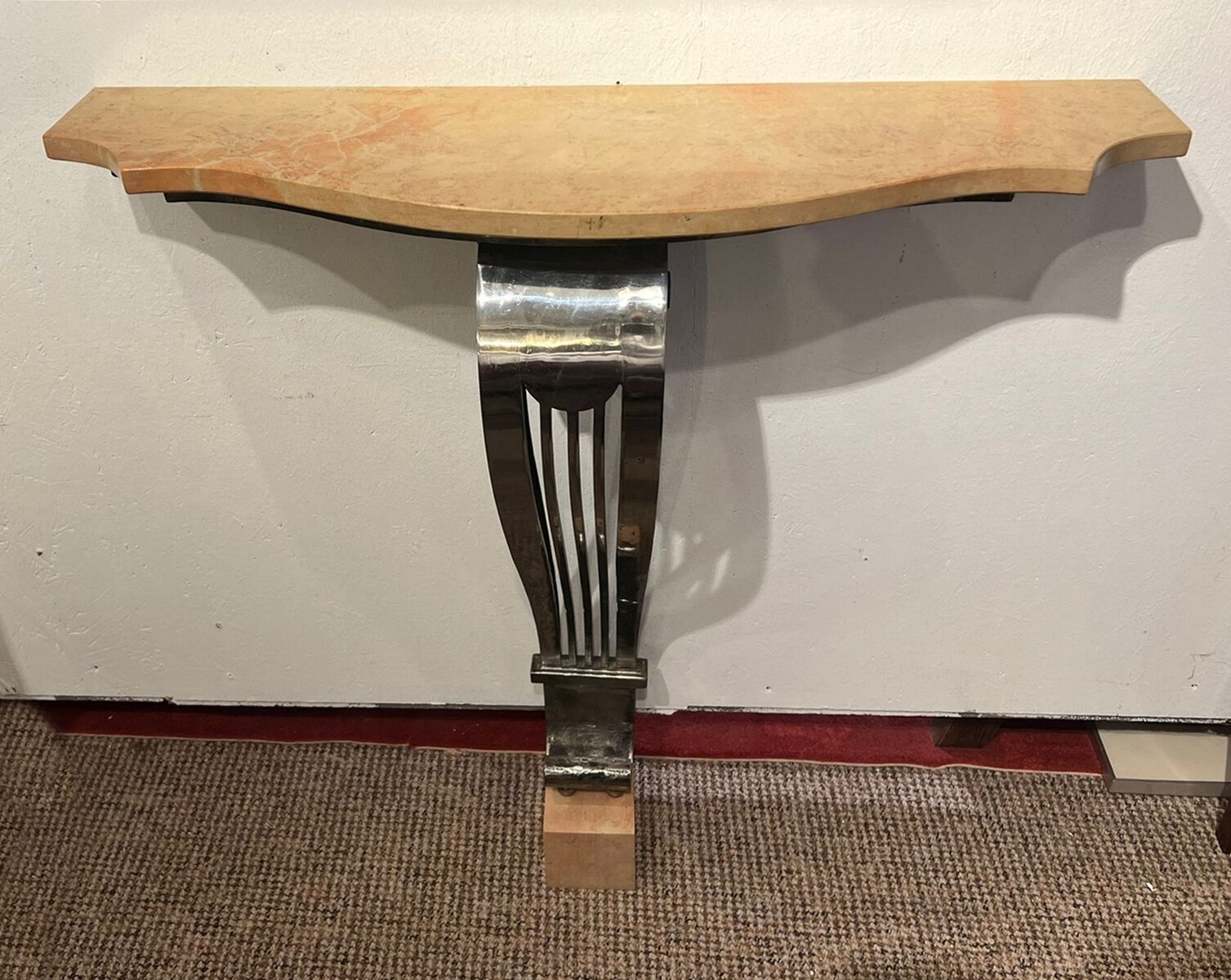 Art Deco console in wrought iron and marble