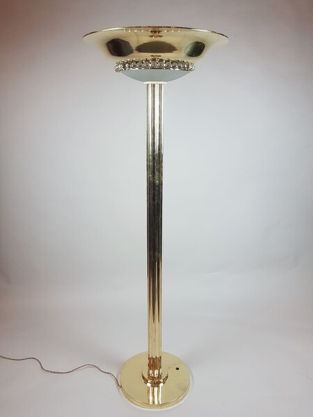 Art Deco floor lamp in brass and glass, circa 1930