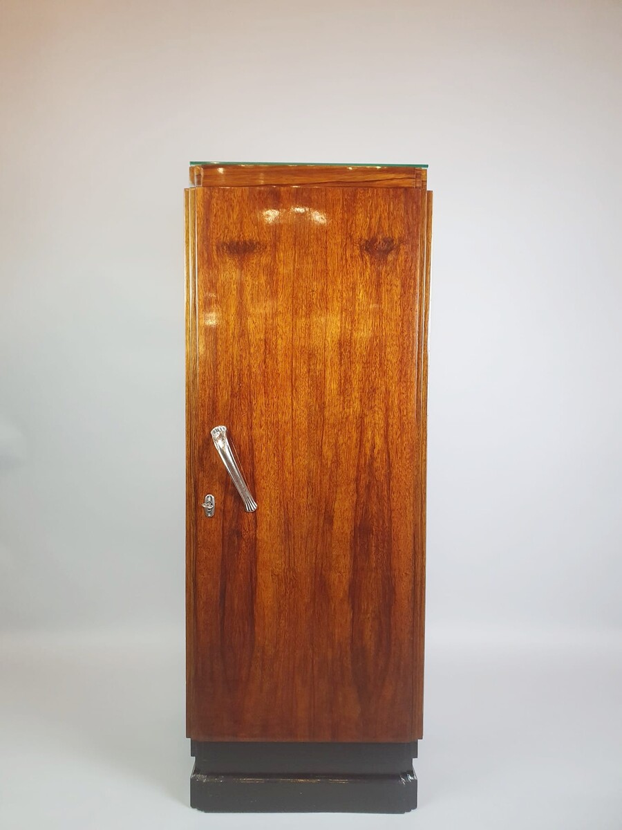 Art Deco walnut column cabinet
