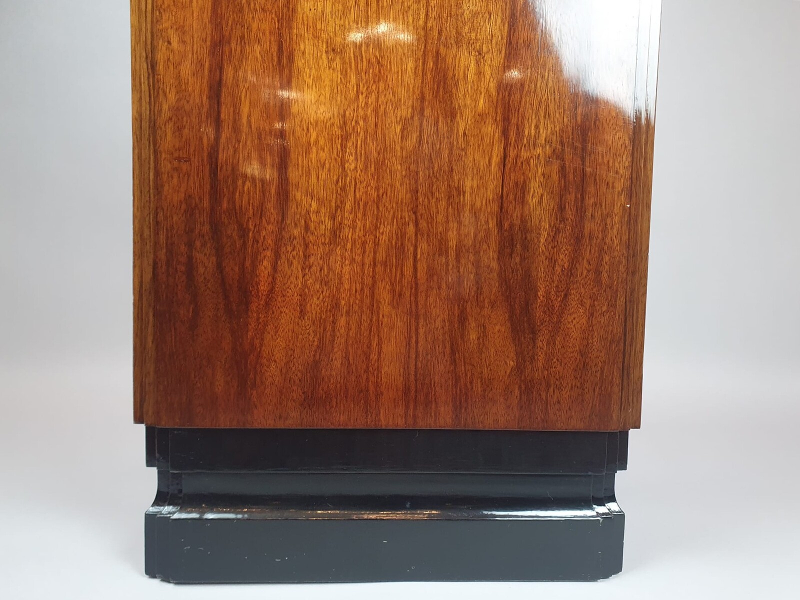 Art Deco walnut column cabinet