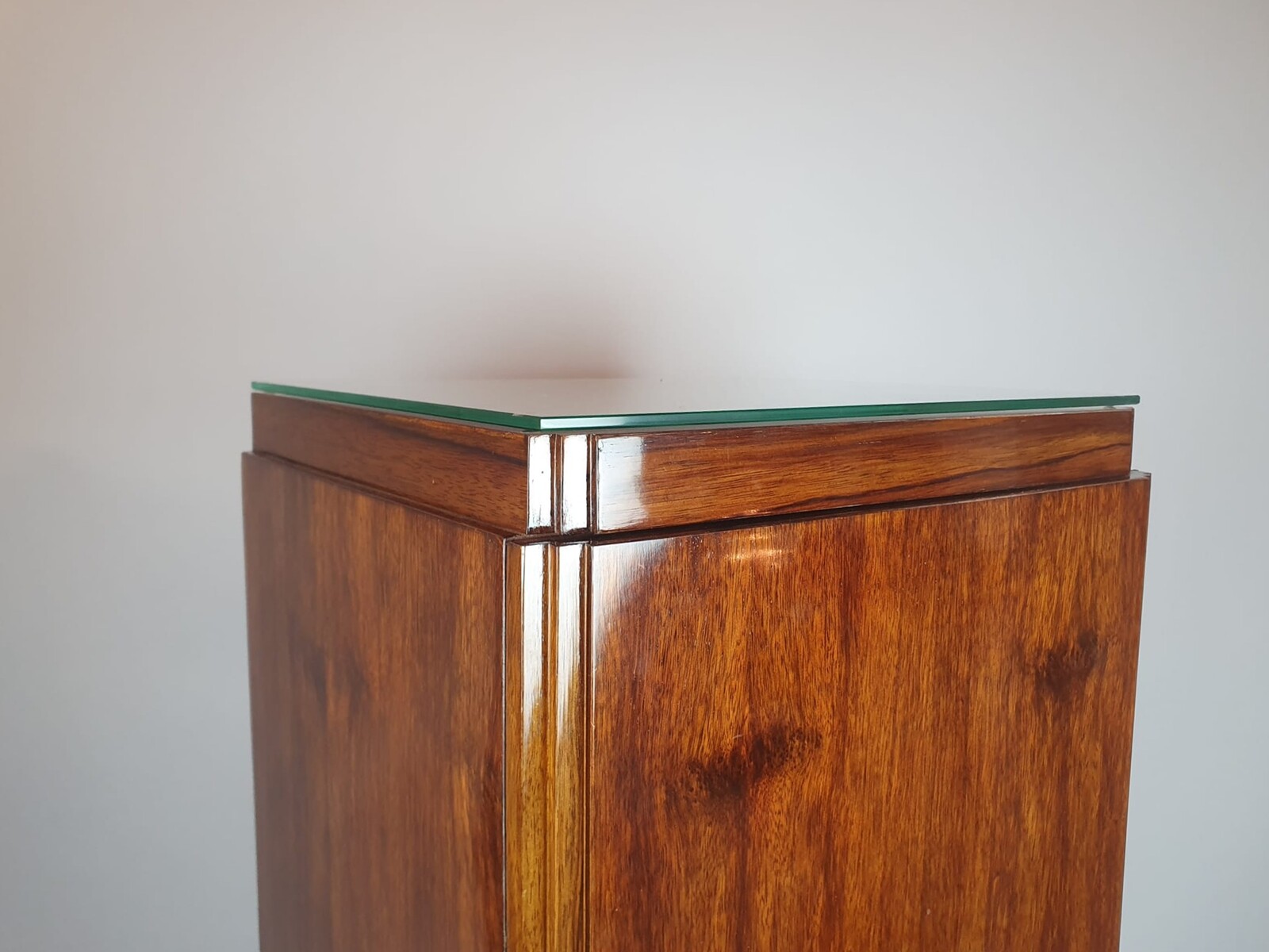 Art Deco walnut column cabinet