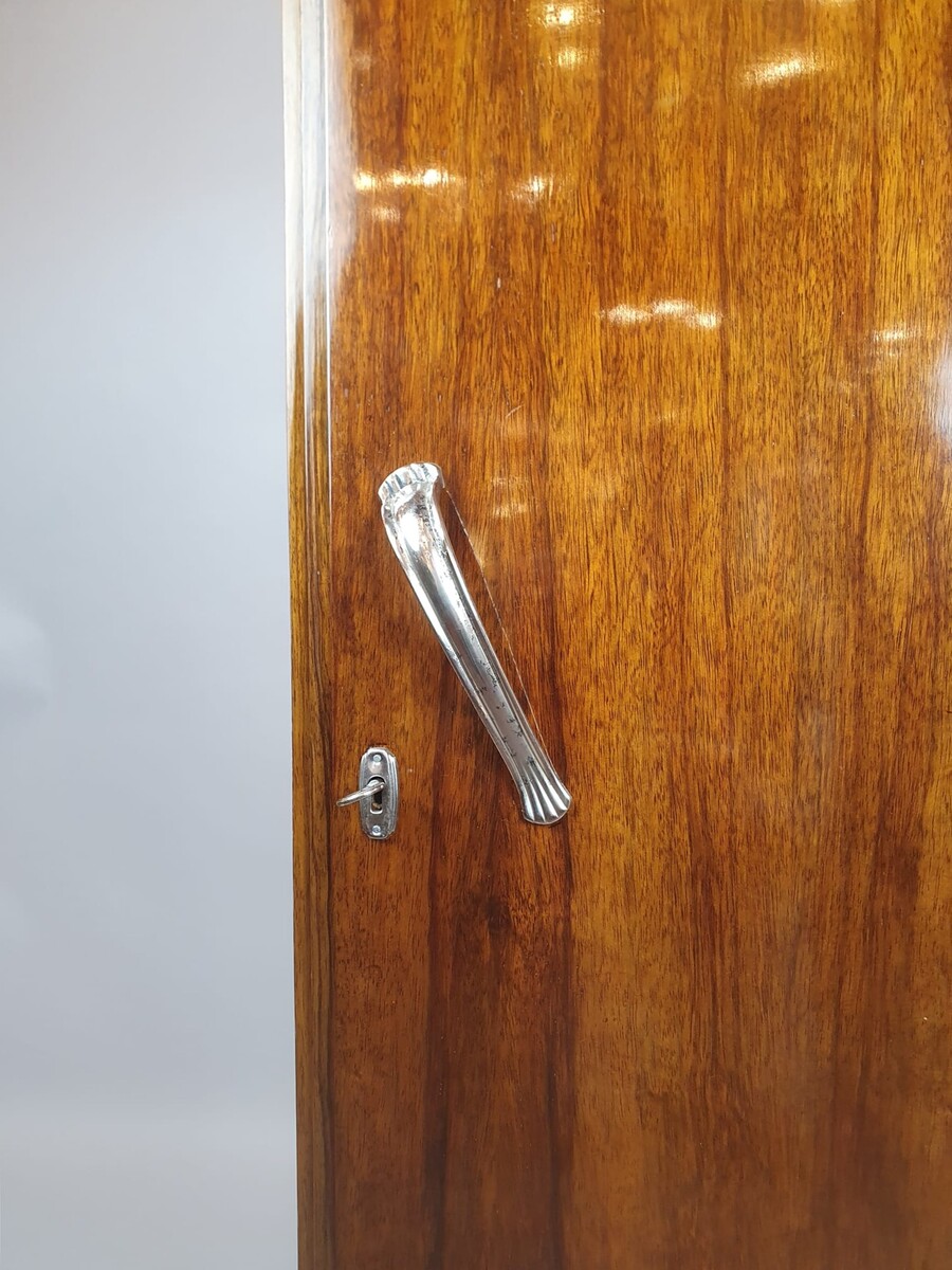 Art Deco walnut column cabinet