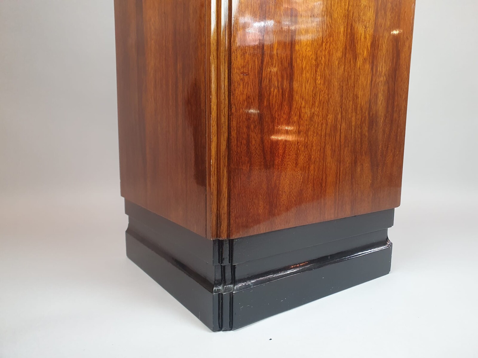 Art Deco walnut column cabinet