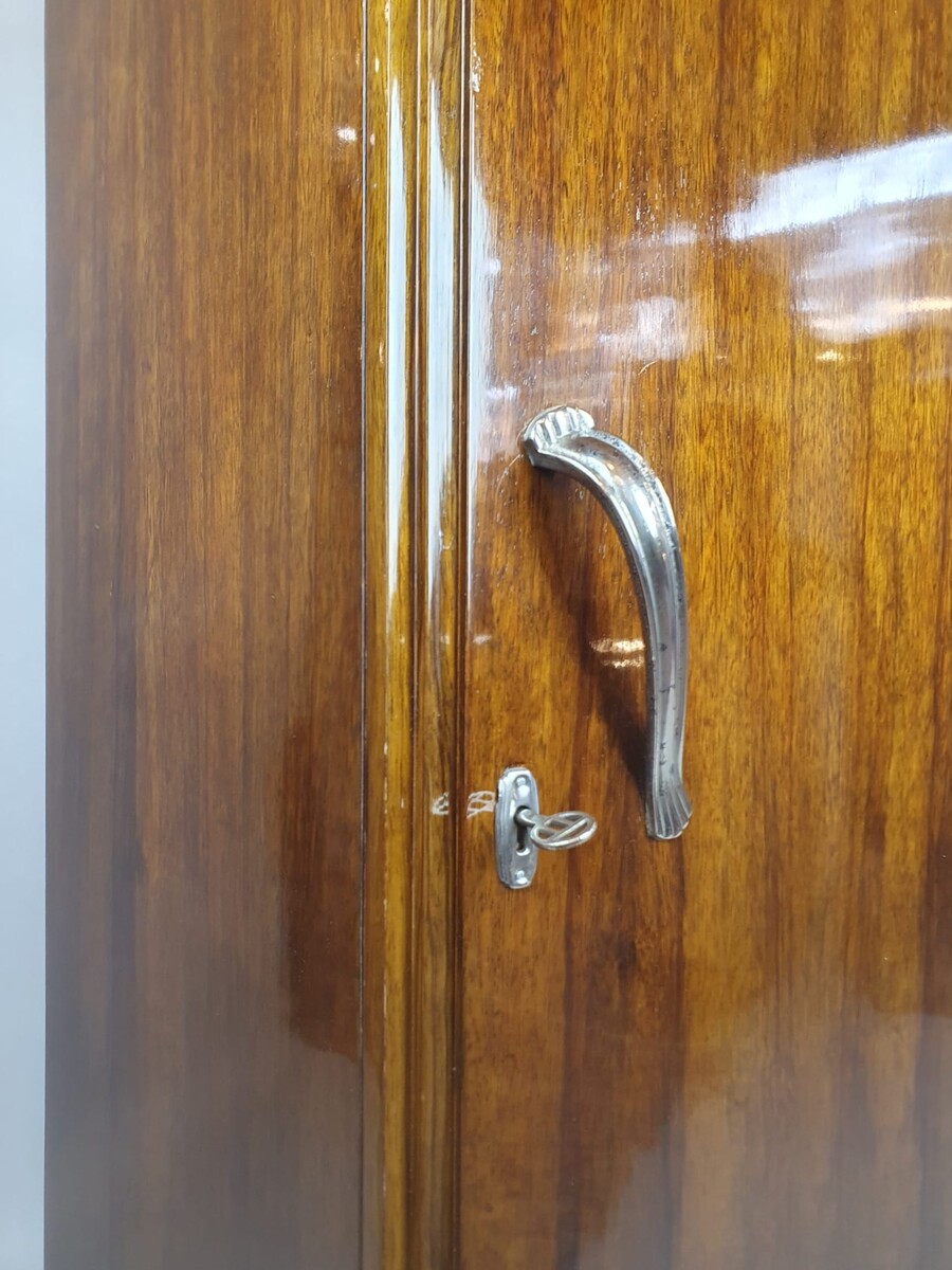 Art Deco walnut column cabinet