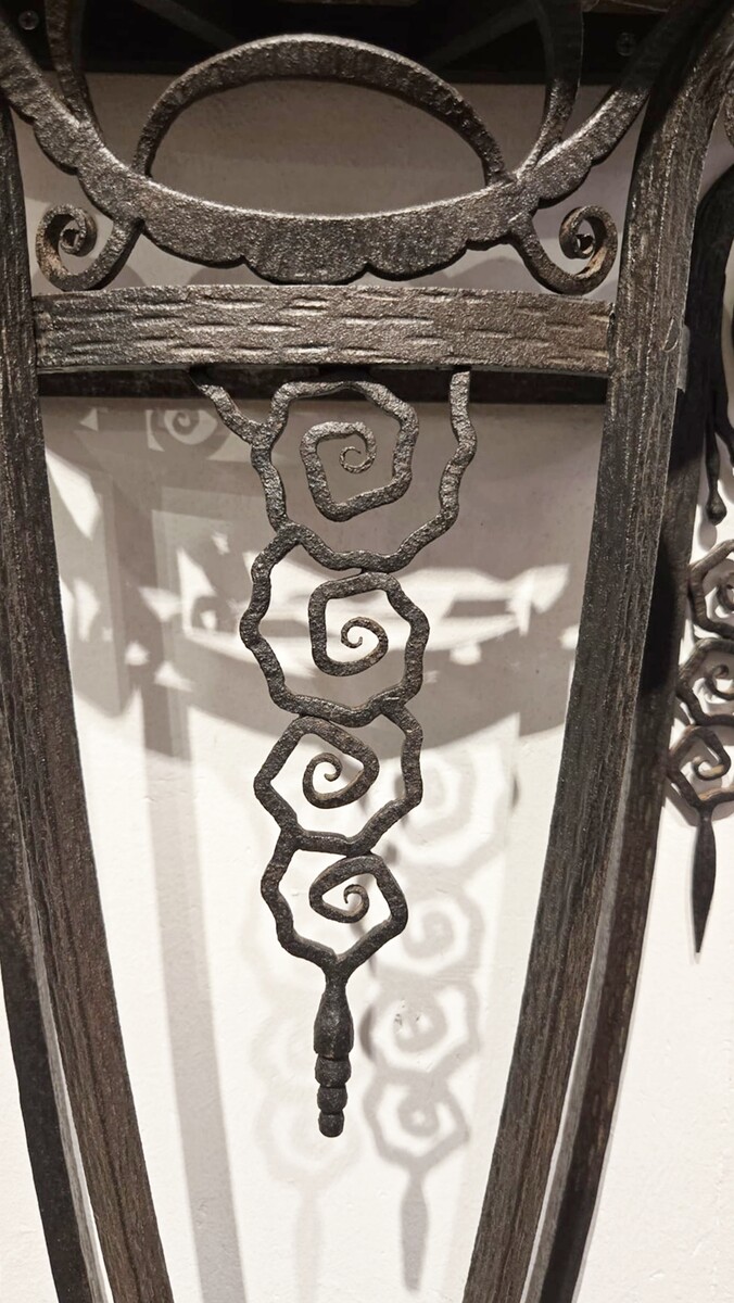 Art Deco wrought iron console with marble top