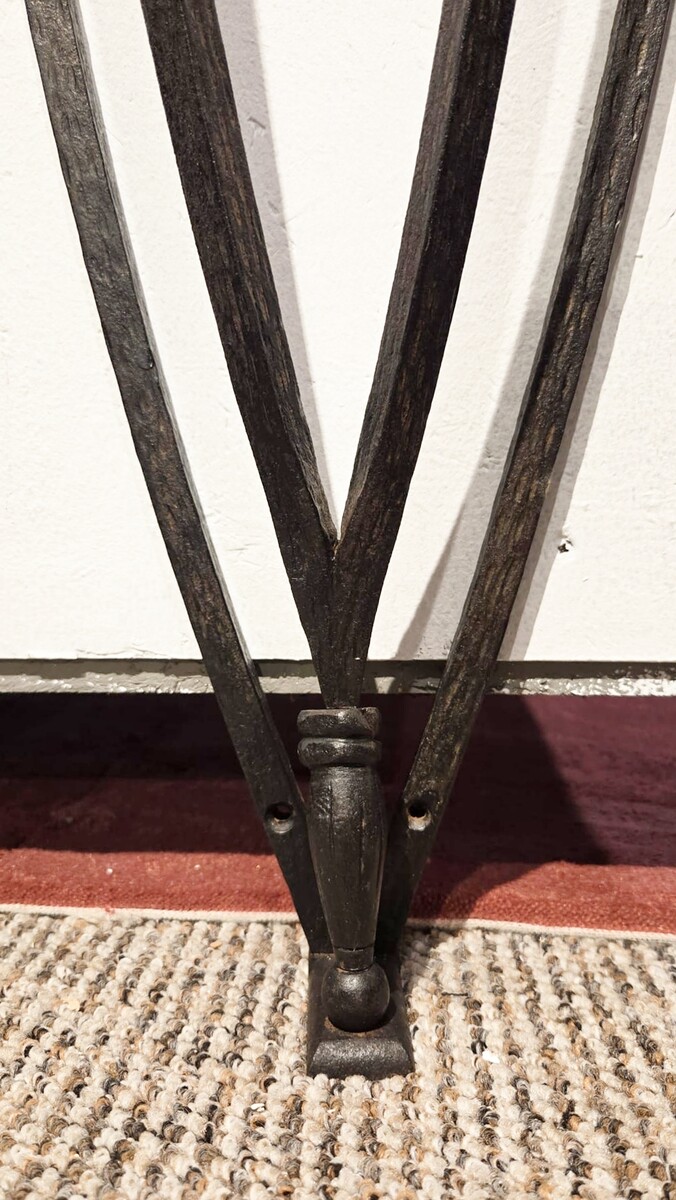 Art Deco wrought iron console with marble top